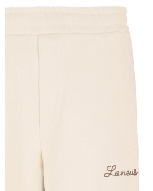 Laneus Natural Embroidered-Logo Track Pants for men
