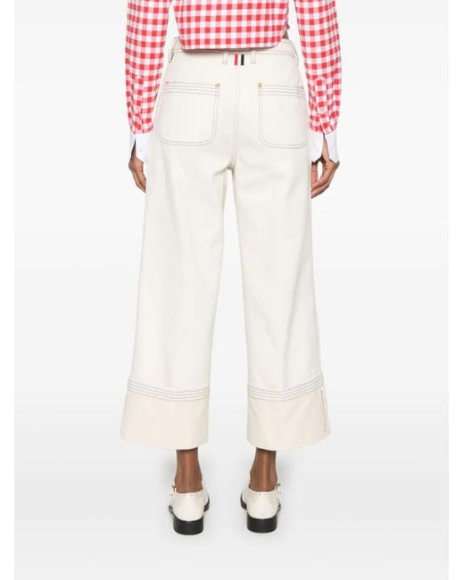 Thom Browne White Belted Wide-Leg Jeans