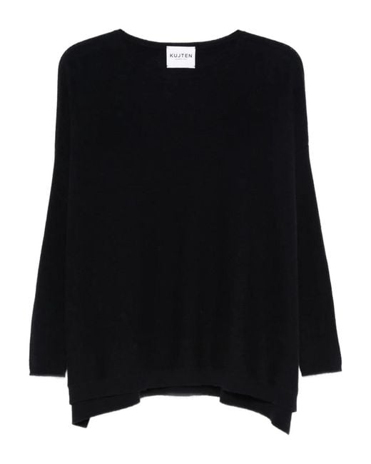Kujten Black Cashmere Round-Neck Sweater