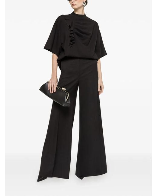 Nissa Black Ruffled Oversized Top
