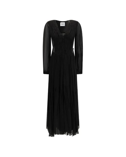 Isabel Marant Black Robe Longue À Effet De Transparence