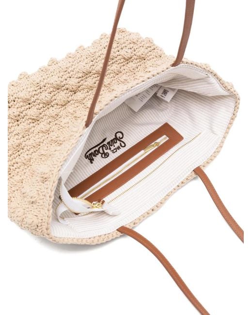 Mc2 Saint Barth Natural Crochet-Knit Logo-Embroidered Shoulder Bag