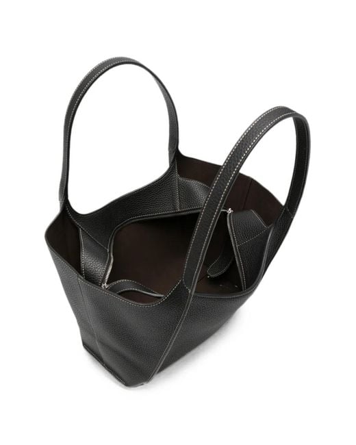 Tod's Black T Timeless Pebbled-Leather Tote Bag