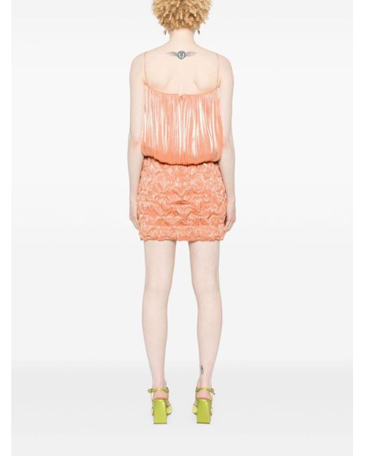Costarellos Pink Tema Lurex-detail Mini Dress