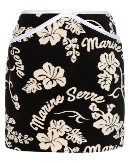 MARINE SERRE Black Patterned-jacquard Mini Skirt