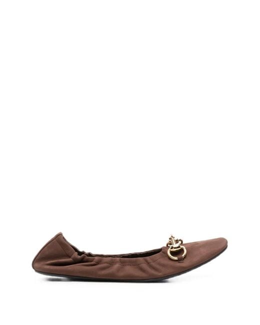 Gucci Brown Elasticated Ballet Flats