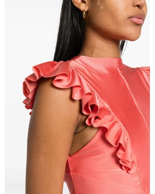 Philosophy Di Lorenzo Serafini Pink Ruffled Midi Dress