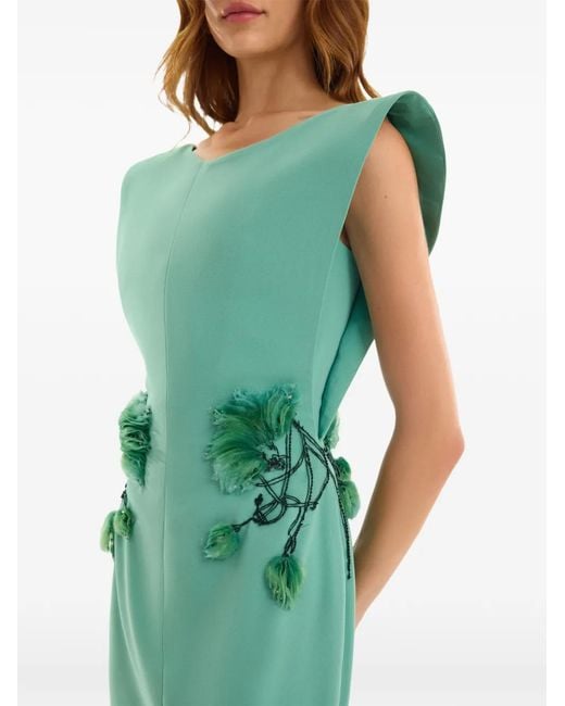Gemy Maalouf Green Structured-Neckline Maxi Dress