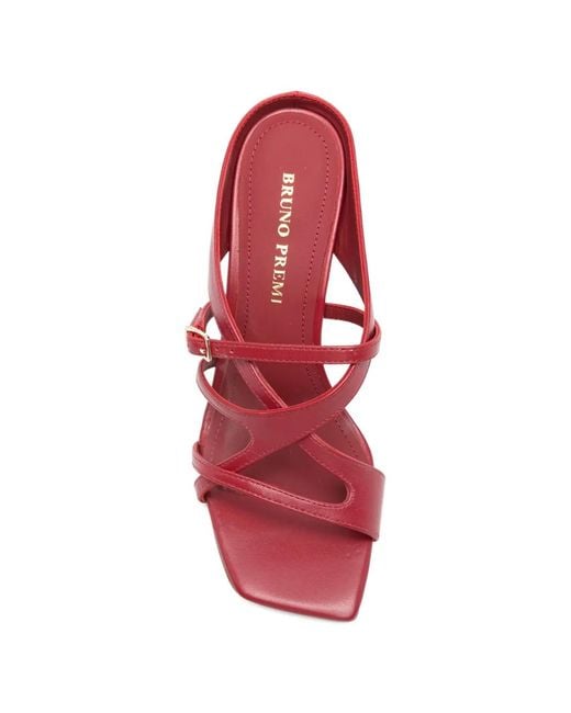Bruno Premi Red Buckle-Strap Leather Sandals