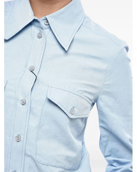 Stella McCartney Blue Zana Linen-Blend Shirt With Side Slits