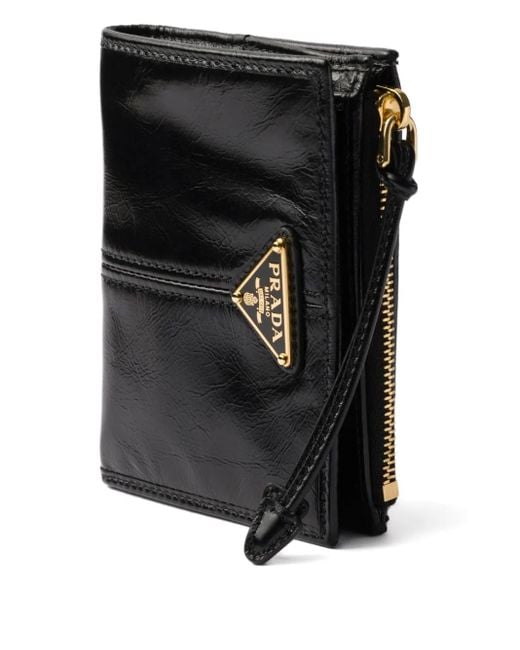 Prada Black Textured Leather Zip Wallet
