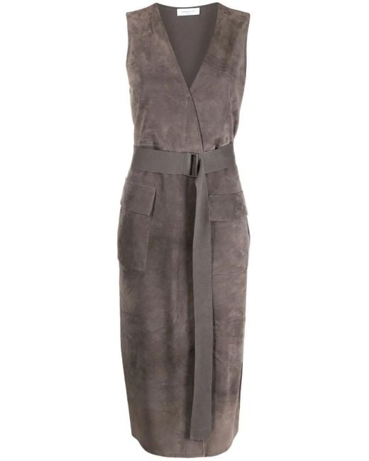 Fabiana Filippi Brown Sleeveless Leather Dress