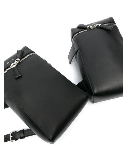 Prada Black Double Leather Backpack for men