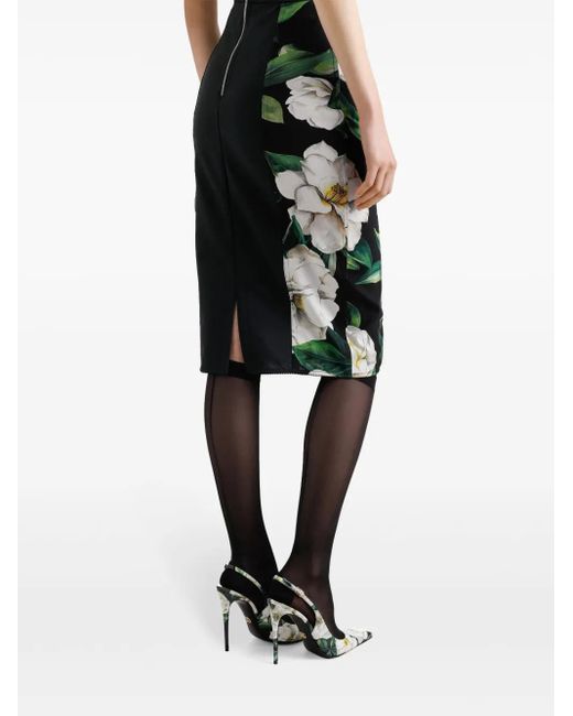 Dolce & Gabbana Green Floral Synthetic Knee-Length Skirt