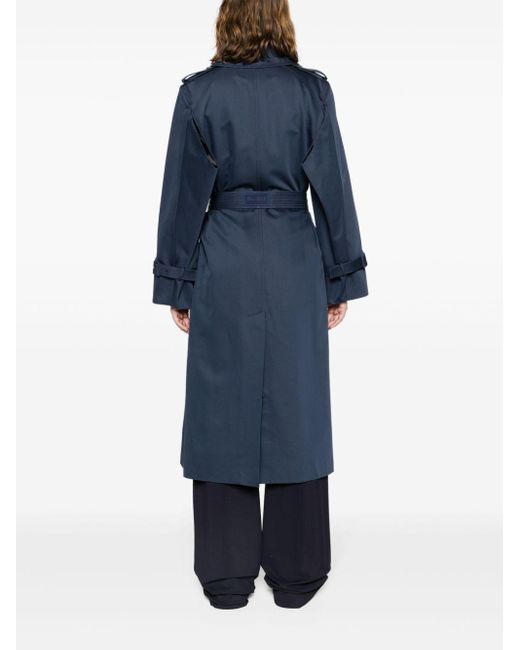 KENZO Blue Double-breasted Belted Trench Coat