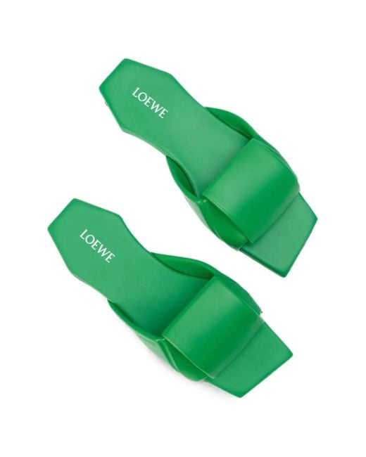 Loewe Green Origami Padded Square-Toe Flat Sandals
