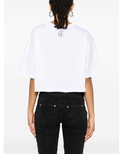 Just Cavalli T-shirt Verfraaid Met Kristallen in het White