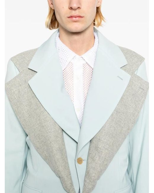Comme des Garçons White Layered-Lapel Blazer for men