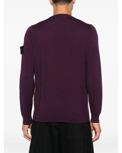 Stone Island Purple Crew-Neck Wool Sweater for men