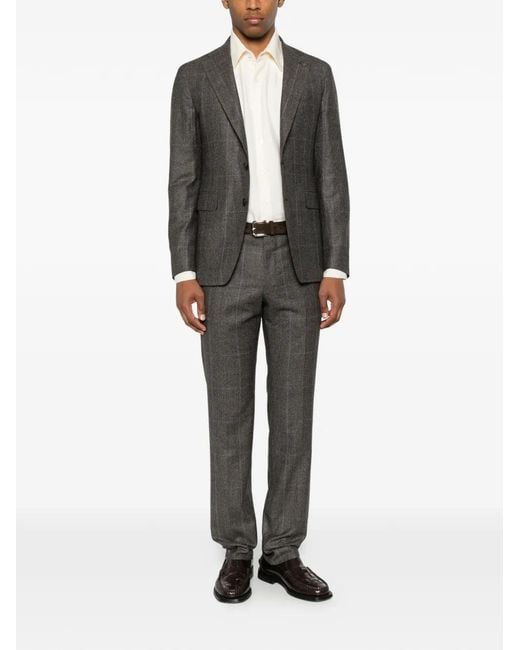 Tagliatore Gray Check-Pattern Wool Suit for men