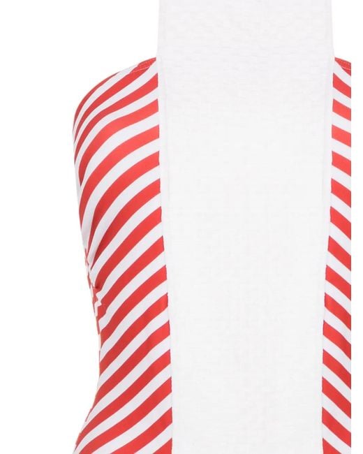 Amir Slama Red Striped Halterneck Swimsuit