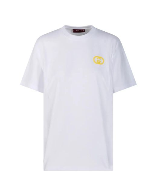 Gucci White Interlocking-G Logo-Detail T-Shirt