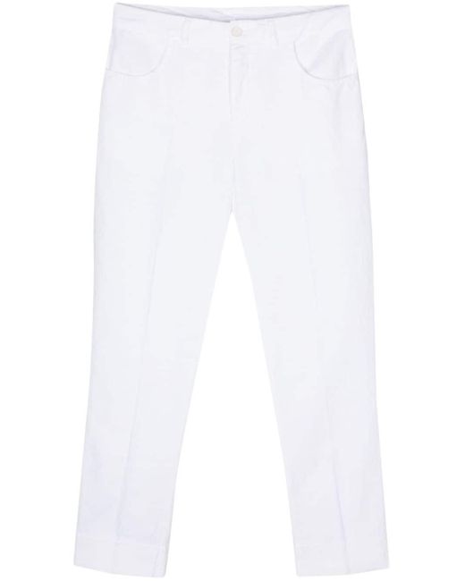 Aspesi White Pressed-crease Tapered Trousers