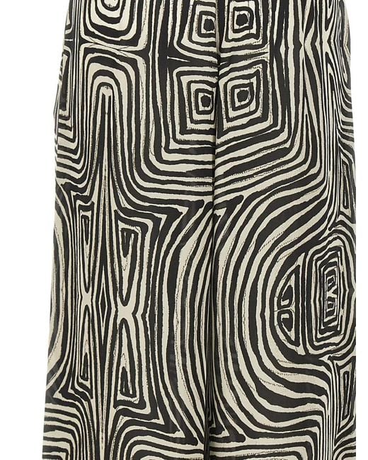 Elena Miro Gray Abstract-Pattern Wide-Leg Trousers