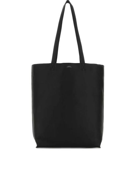 A.P.C. Black Maiko Leather Tote Bag for men