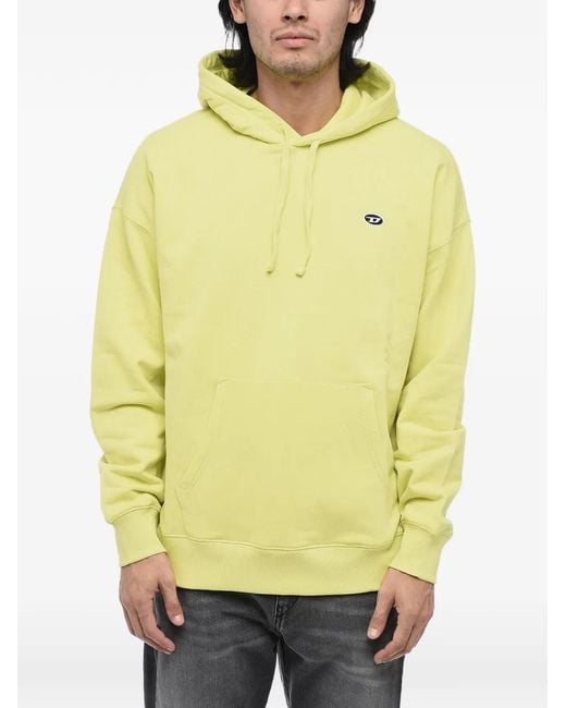 DIESEL Yellow Logo-Patch Pouch-Pocket Hoodie for men