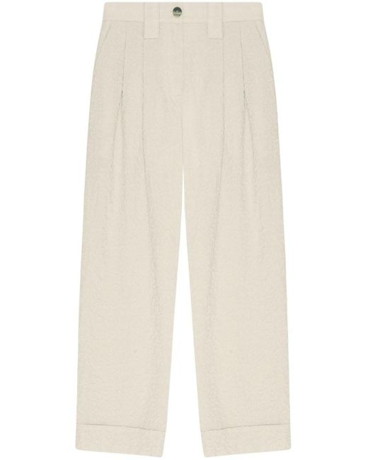Ganni White Mid-rise Straight-leg Tailored Trousers