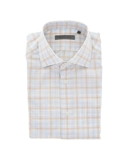 Corneliani White Check-Pattern Shirt for men