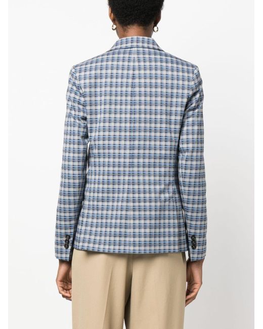 PS by Paul Smith Checked Double-breasted Blazer in het Blue