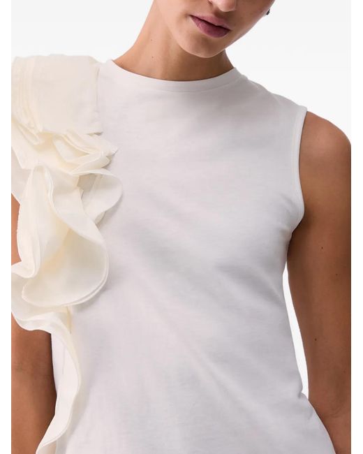 Liu Jo White Top With Taffeta Detail