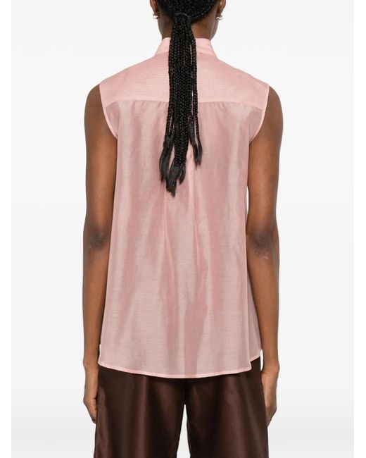 Peserico Pink Ruffled-Detail Sleeveless Shirt