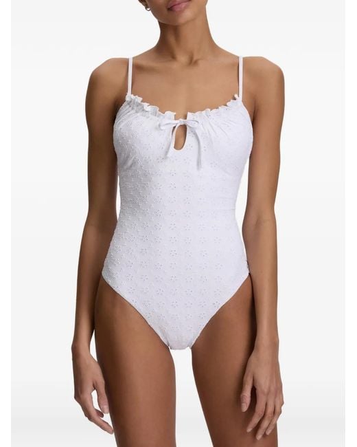 Polo Ralph Lauren White Broderie-Anglaise Keyhole Swimsuit