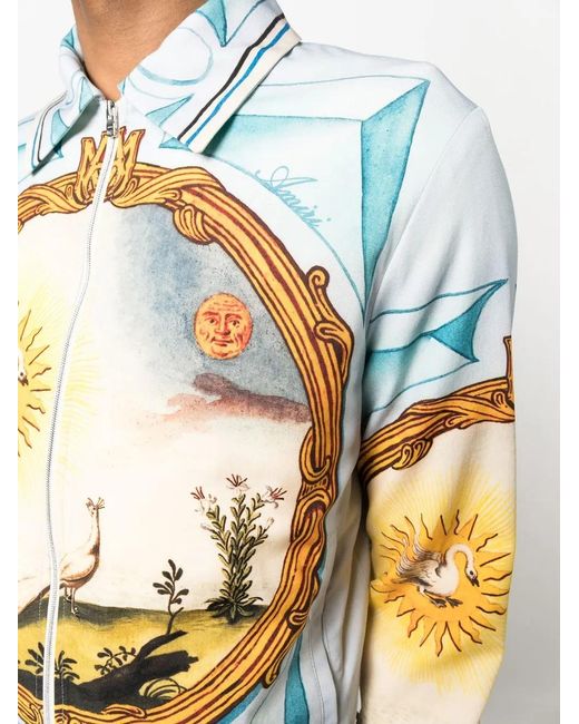 Amiri Blue Landscape Frame Varsity Jacket for men