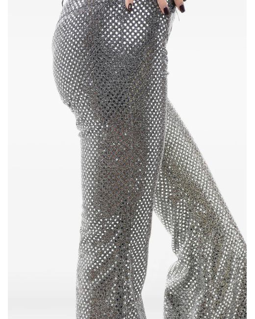 ERL Gray Sequin-Embellished Boot-Cut Trousers