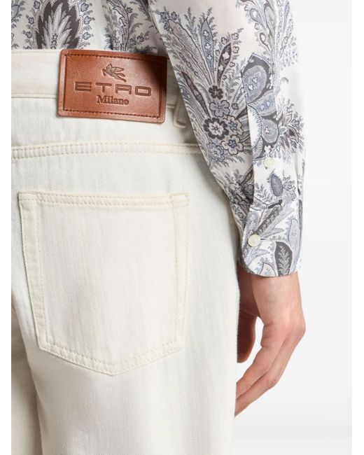 Etro White Stitched-Pocket Jeans for men