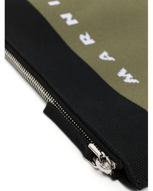 Marni Black Logo-Jacquard Clutch Bag for men