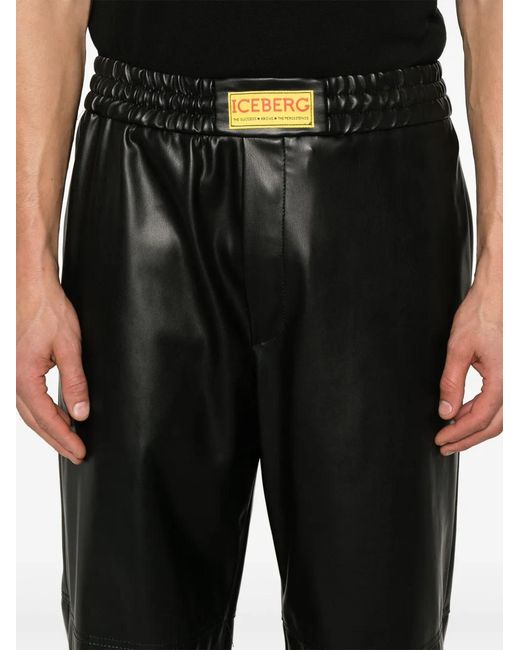 Iceberg Gray Faux-Leather Trousers for men