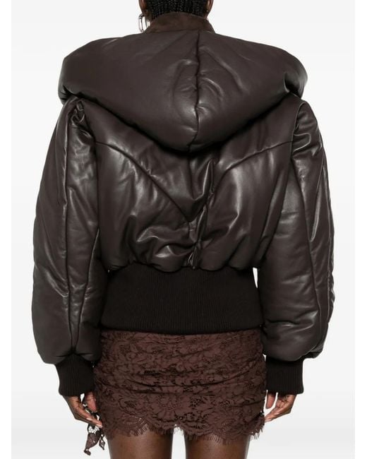 The Attico Black Quilted Hooded Jacket