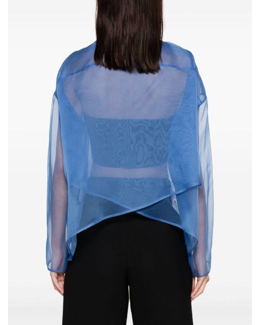 Camisa translúcida con abertura en el frente Giorgio Armani de color Blue