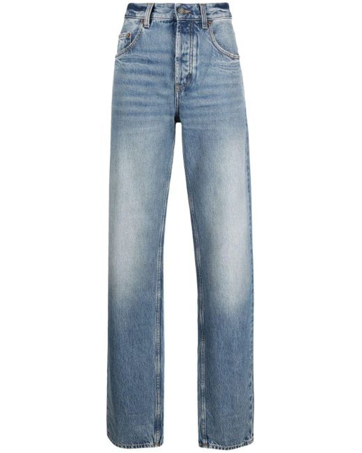 Saint Laurent Blue Mid-rise Straight-leg Jeans