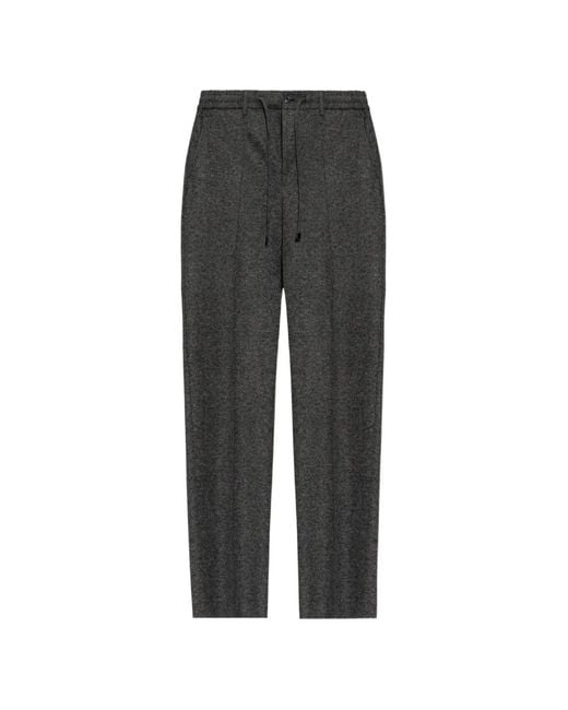 Etro Black Drawstring-Waist Pressed-Crease Trousers for men