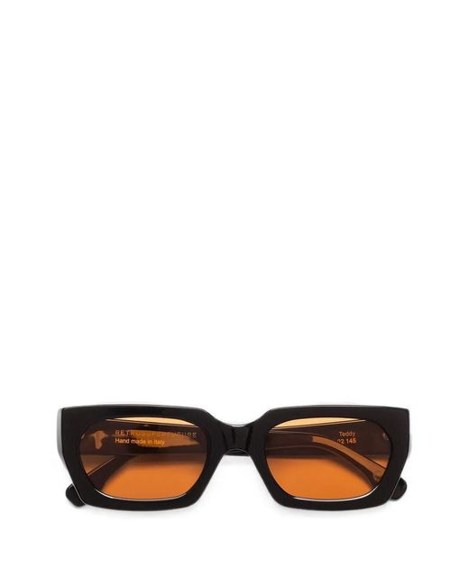 Retrosuperfuture Black Teddy Refined Rectangle-Frame Sunglasses for men