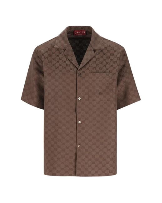 Gucci Brown 'Disco' Bowling Shirt for men