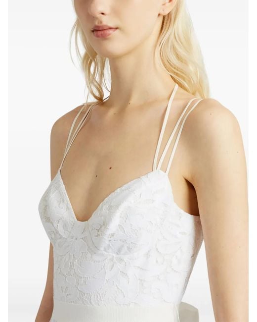 Erdem White Rea Strap-Detail Lace Gown