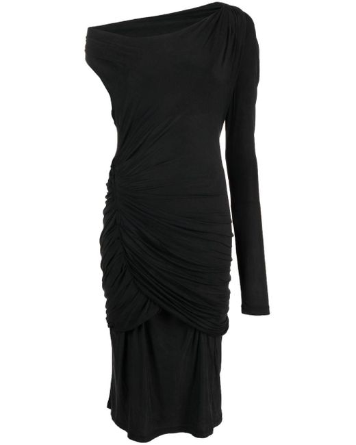 Vestido largo Myrtia asimétrico GAUGE81 de color Black