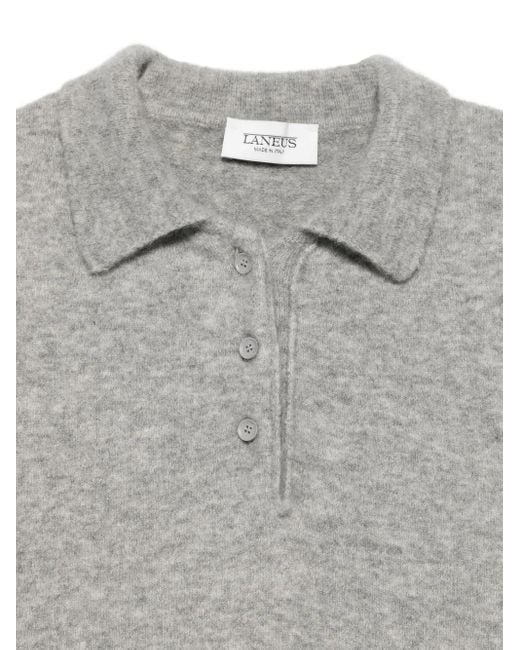 Laneus Gray Buttoned Polo Top